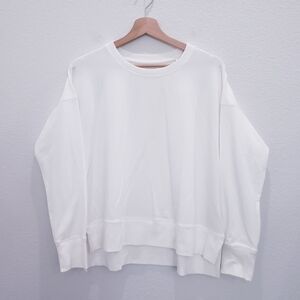 Eileen Fisher Organic Cotton White Crew Neck Long Sleeve Top Size Small NWT